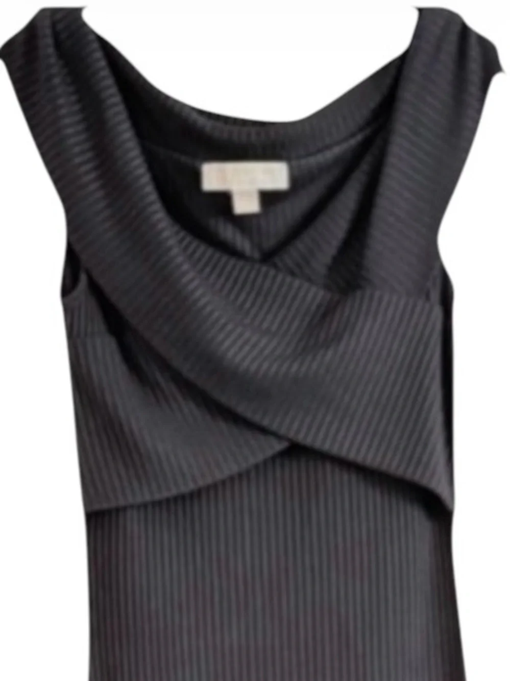 Michael Kors Black Ribbed Knit Bodycon Dress Drape Cowl Neck Sleeveless S